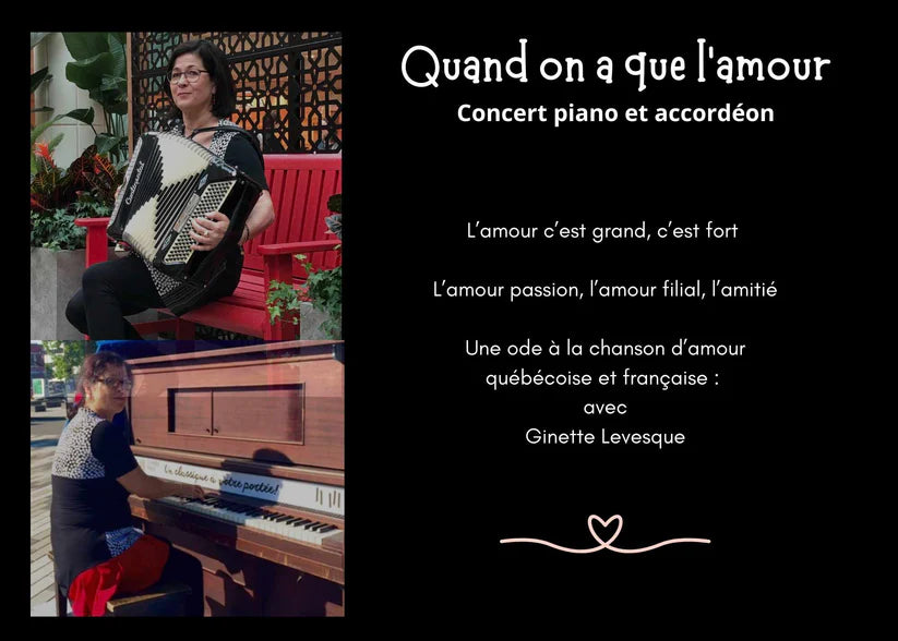 Quand on a que l'amour : Concert piano et accordéon - samedi 8 février 10h